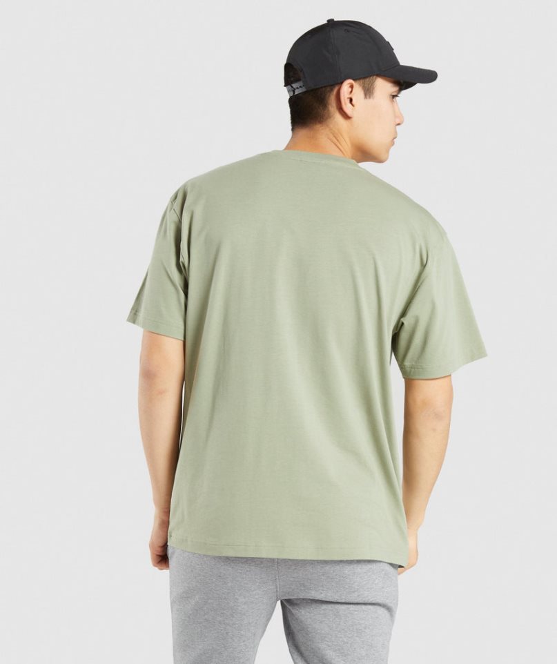 Men's Gymshark Essential Oversized T-Shirts Light Green | CA 0A5638